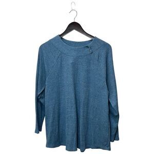 J Jill‎ Women's XL Blue Long Sleeve Pullover Top Minimalist Coastal Classic Chic